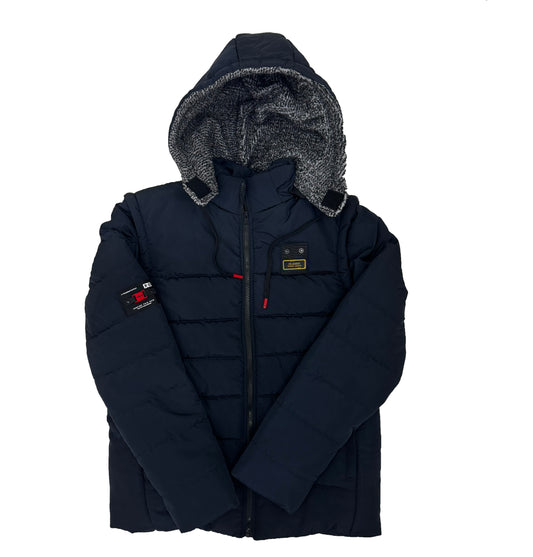 Men’s 3-in-1 Detachable Puffer Jacket with Removable Hood & Sleeves