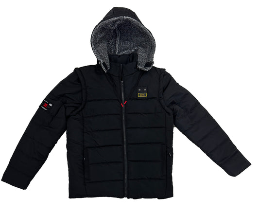 Men’s 3-in-1 Detachable Puffer Jacket with Removable Hood & Sleeves