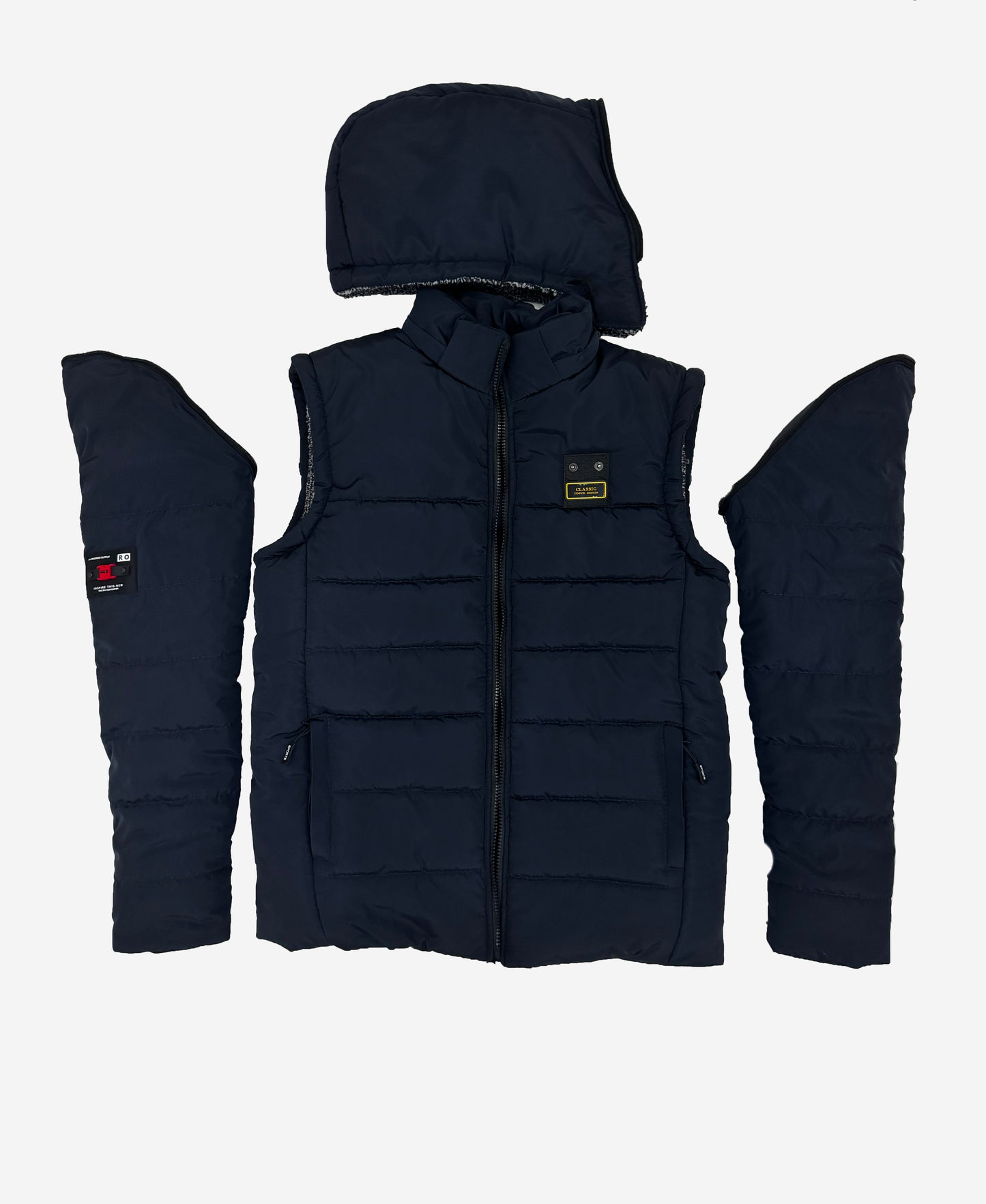 Men’s 3-in-1 Detachable Puffer Jacket with Removable Hood & Sleeves