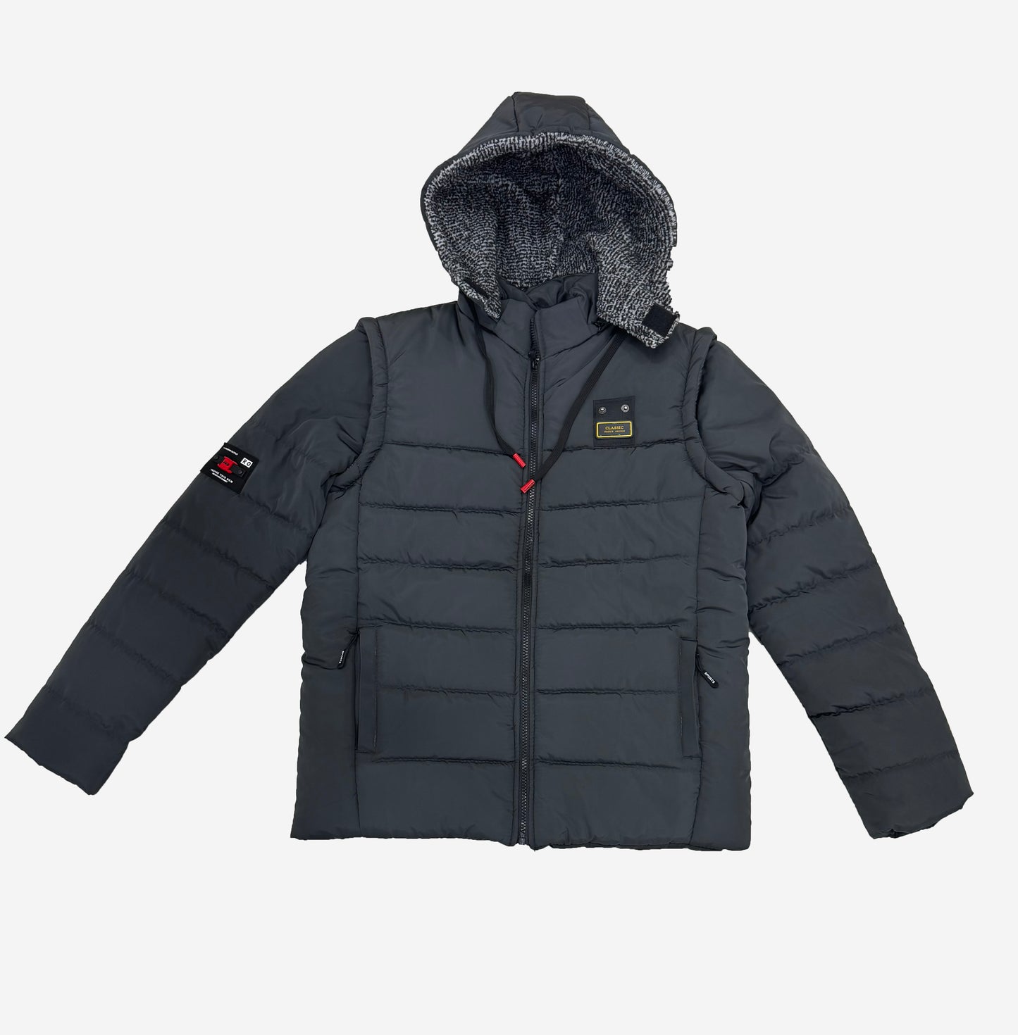 Men’s 3-in-1 Detachable Puffer Jacket with Removable Hood & Sleeves