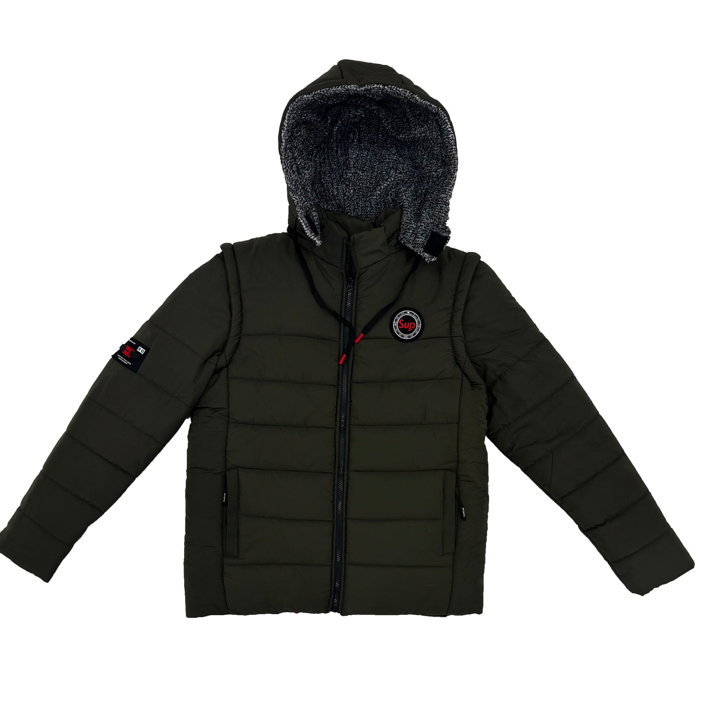 Men’s 3-in-1 Detachable Puffer Jacket with Removable Hood & Sleeves