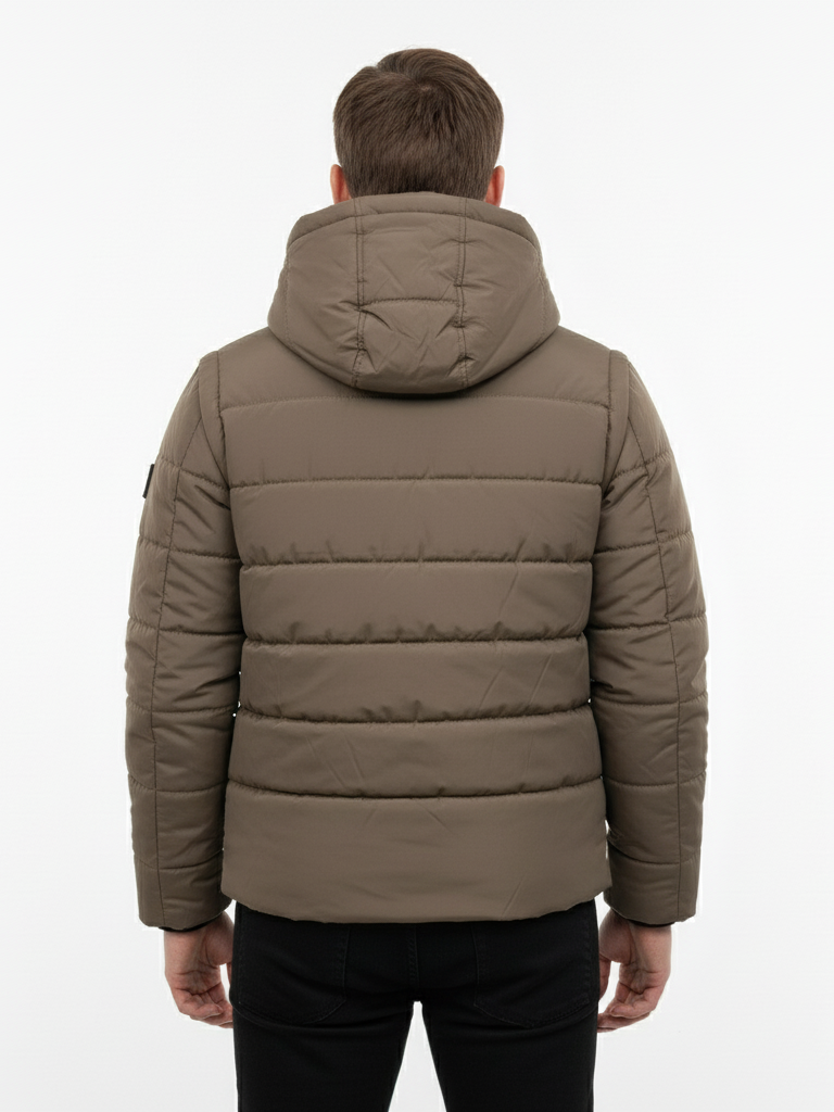 Men’s 3-in-1 Detachable Puffer Jacket with Removable Hood & Sleeves