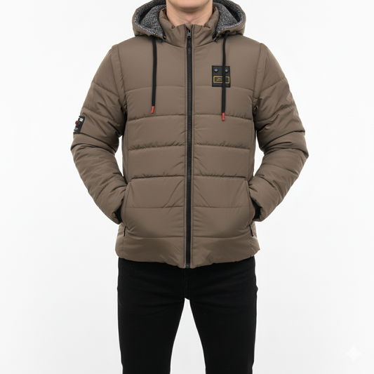 Men’s 3-in-1 Detachable Puffer Jacket with Removable Hood & Sleeves