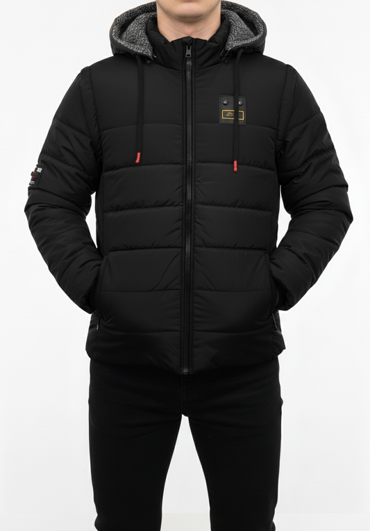 Men’s 3-in-1 Detachable Puffer Jacket with Removable Hood & Sleeves