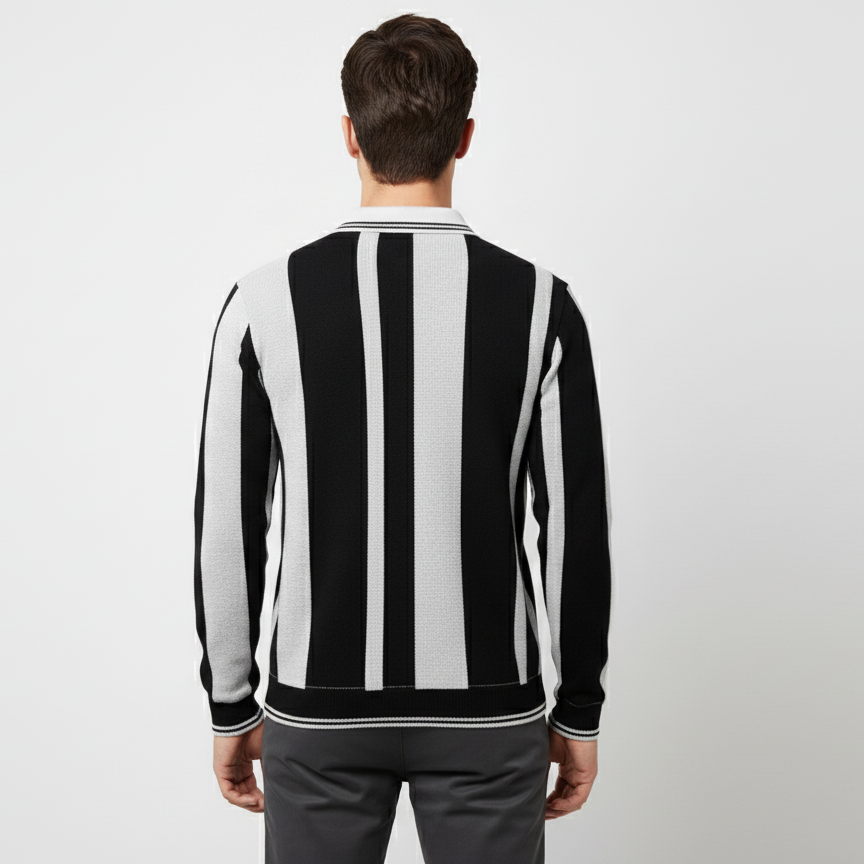 Men’s Long Sleeve Striped Polo Shirt