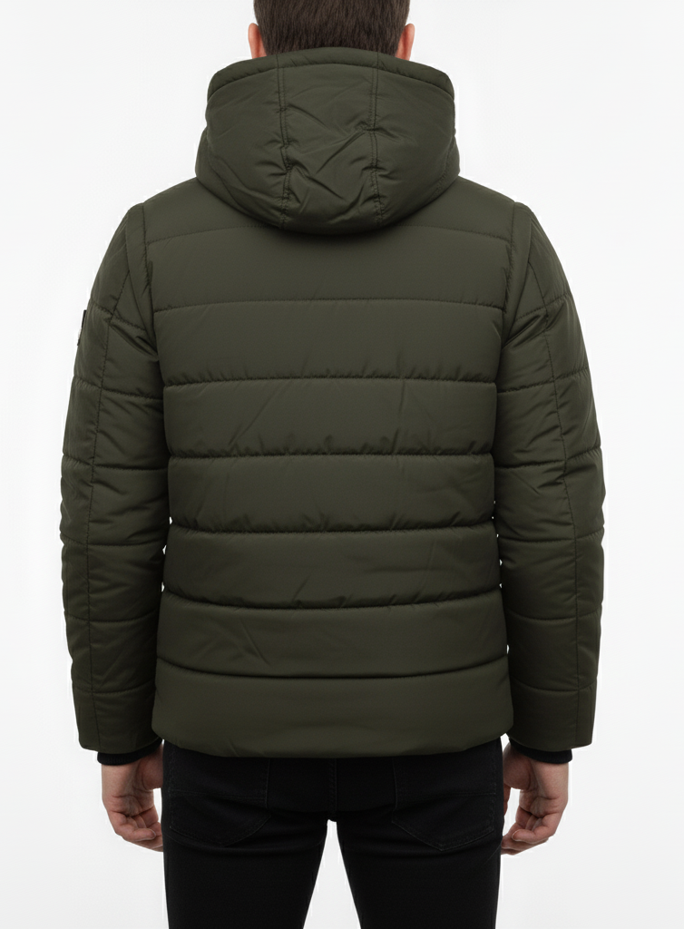 Men’s 3-in-1 Detachable Puffer Jacket with Removable Hood & Sleeves