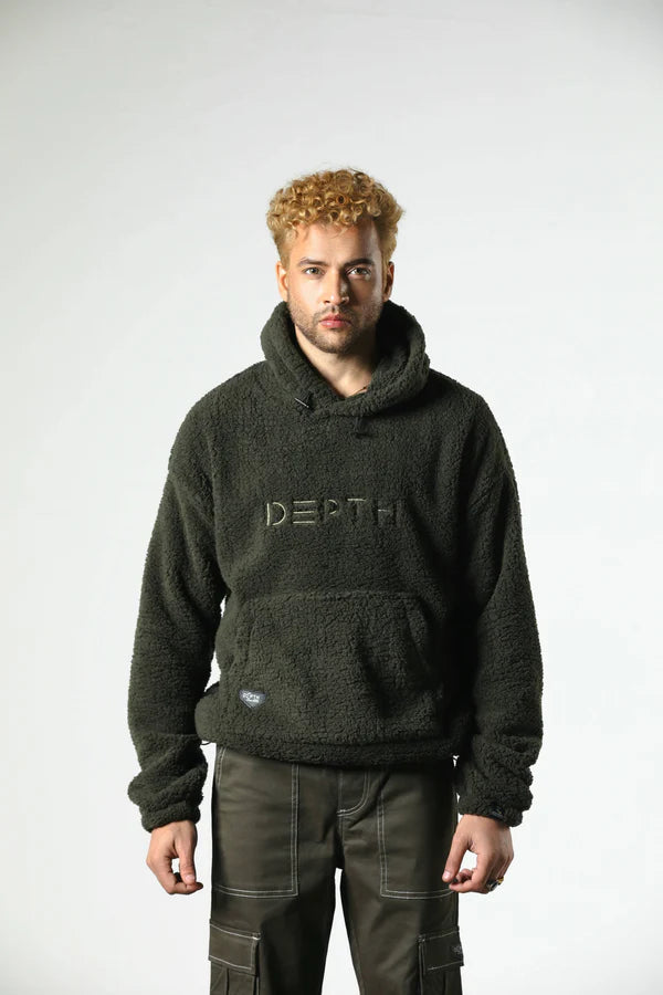 MEYAR SHERPA FUR HOODIE (OLIVE)