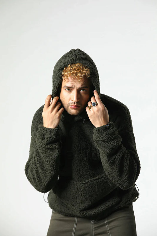 MEYAR SHERPA FUR HOODIE (OLIVE)