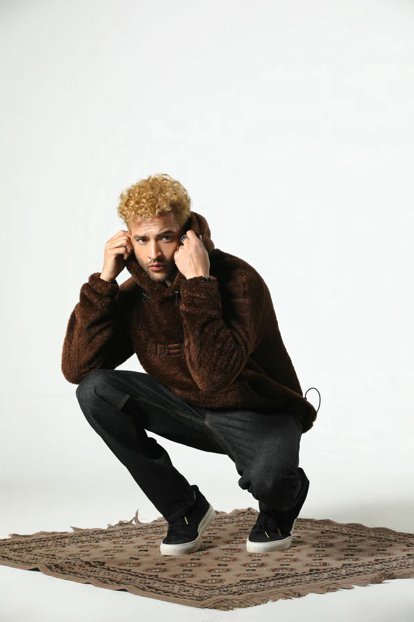 MEYAR SHERPA FUR HOODIE (RUST)