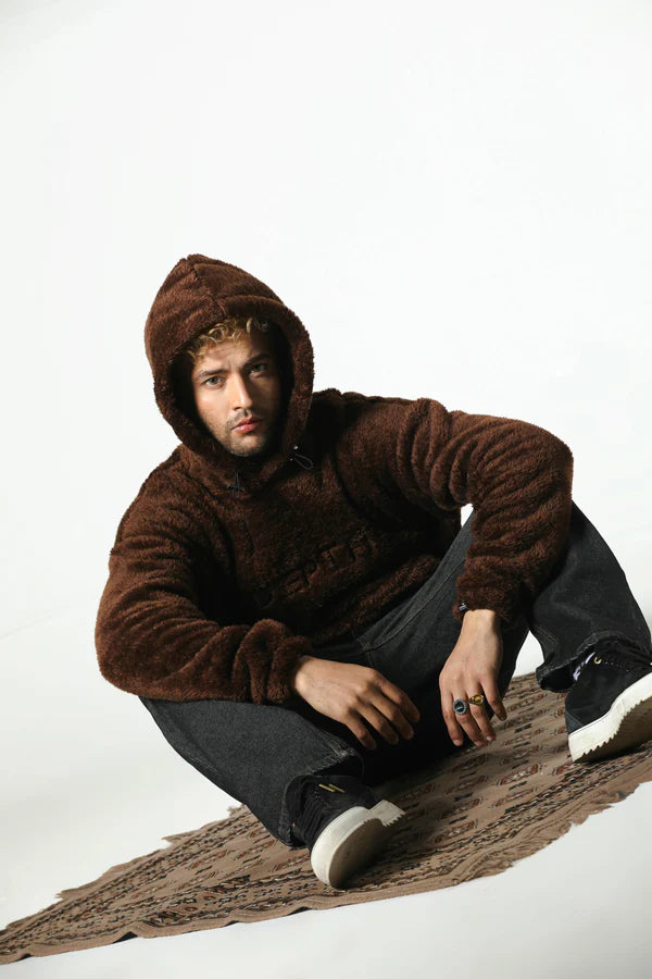 MEYAR SHERPA FUR HOODIE (RUST)