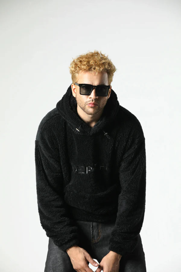 MEYAR SHERPA FUR HOODIE (BLACK)