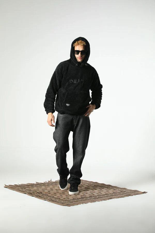 MEYAR SHERPA FUR HOODIE (BLACK)
