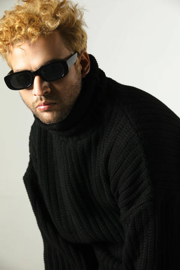 HIGH NECK KNIT SWEATER (BLACK)